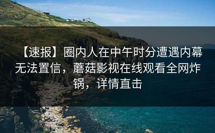 【速报】圈内人在中午时分遭遇内幕 无法置信，蘑菇影视在线观看全网炸锅，详情直击