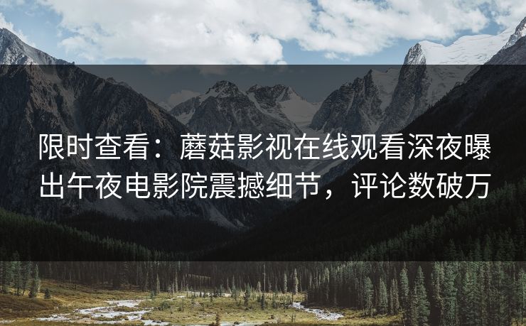限时查看：蘑菇影视在线观看深夜曝出午夜电影院震撼细节，评论数破万