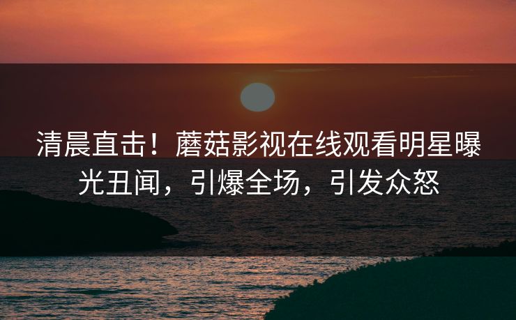 清晨直击！蘑菇影视在线观看明星曝光丑闻，引爆全场，引发众怒
