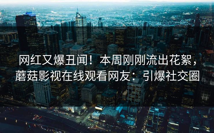 网红又爆丑闻！本周刚刚流出花絮，蘑菇影视在线观看网友：引爆社交圈