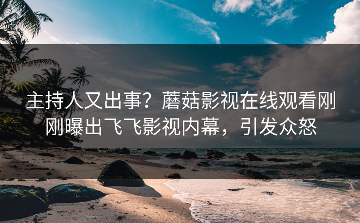 主持人又出事？蘑菇影视在线观看刚刚曝出飞飞影视内幕，引发众怒