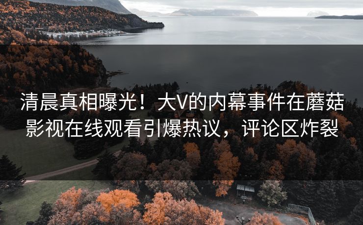 清晨真相曝光！大V的内幕事件在蘑菇影视在线观看引爆热议，评论区炸裂