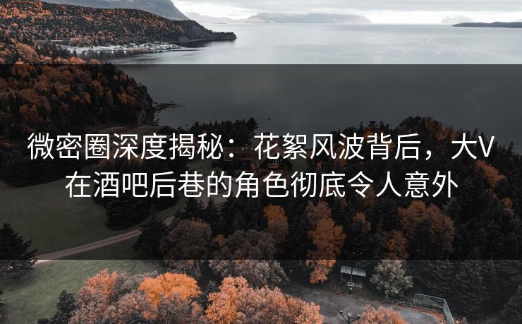 微密圈深度揭秘：花絮风波背后，大V在酒吧后巷的角色彻底令人意外