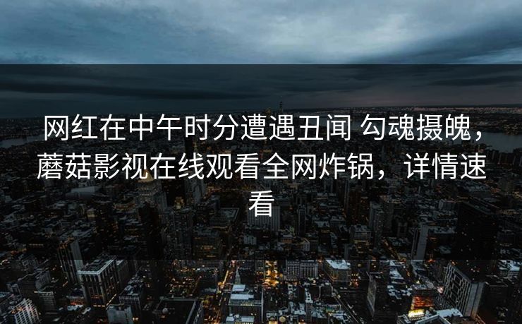 网红在中午时分遭遇丑闻 勾魂摄魄，蘑菇影视在线观看全网炸锅，详情速看